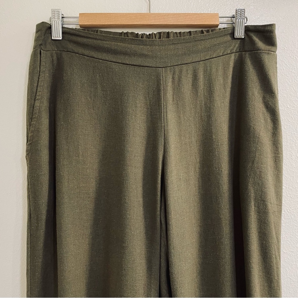 Christina Olive Wide-Leg Linen Blend Pull-On Pants Medium - Picture 5 of 7